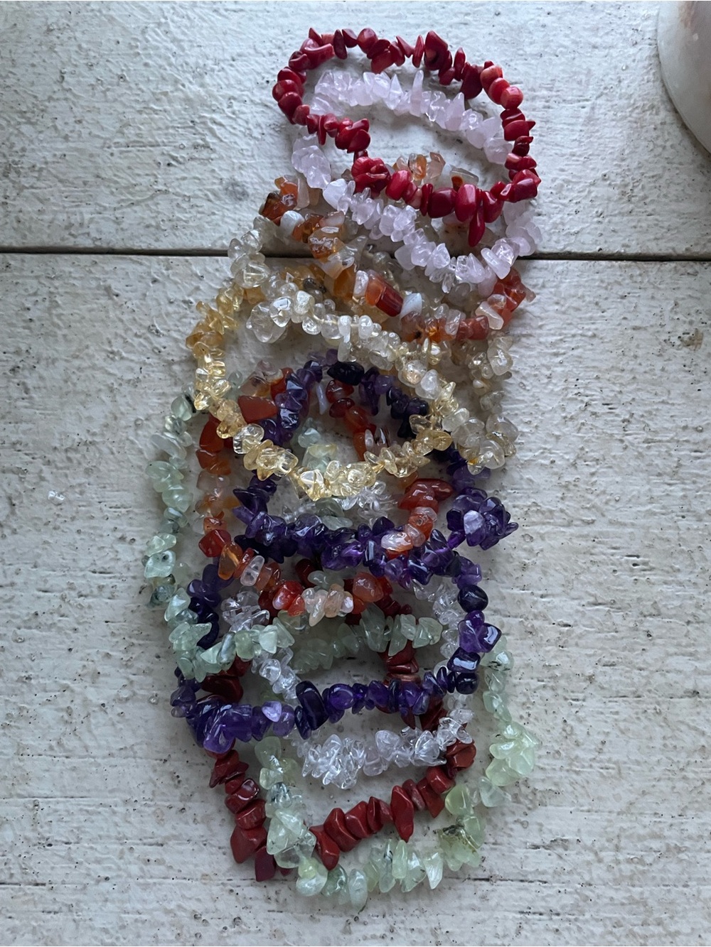 Multi-Color Semi-Precious Chip Stretch Bracelets - Assorted Colors